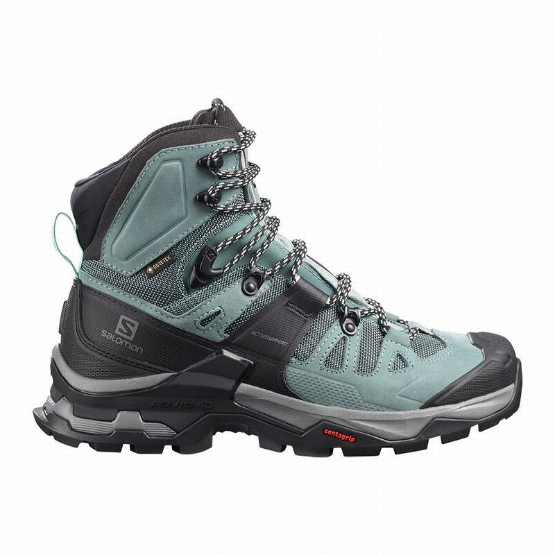 Salomon Israel QUEST 4 GORE-TEX - Womens Hiking Boots - Green/Blue (GWCZ-24871)